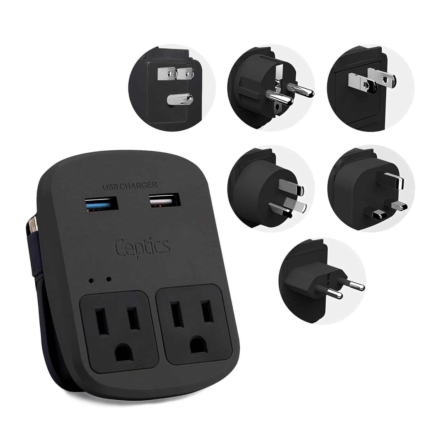 Ceptics World Travel Adapter Kit - QC 3.0 Dual USB
