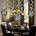 80th Birthday Party Decorations, Konsait 80th Birthday Party Hanging Swirl Decorations Black and Gold (15 Counts), Happy Birthday & 80 Table Confetti (1.05oz), Age 80 Party Supplies