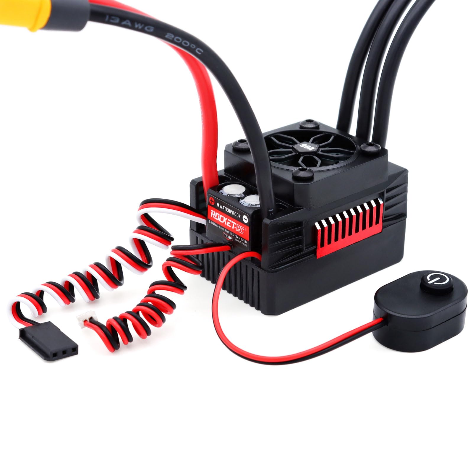 Photo 1 of Surpass Hobby Waterproof 90A RC Blushless ESC Electric Speed Controller ESC with Male Plug for 1/10 Rc Car (90A)