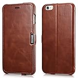 iPhone 6s Plus/ 6 Plus Case, Icarercase Vintage Series [Genuine Leather] Folio Case Flip Cover Wallet [Card Slot] Kickstand with Magnetic Closure for iPhone 6s Plus/ iPhone 6 Plus 5.5 Inch (Brown)