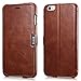iPhone 6s Plus/ 6 Plus Case, Icarercase Vintage Series [Genuine Leather] Folio Case Flip Cover Wallet [Card Slot] Kickstand with Magnetic Closure for iPhone 6s Plus/ iPhone 6 Plus 5.5 Inch (Brown)