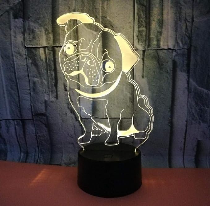 Shar Pei-3D Lampe, Sieben Farben Mit Ferngesteuerter Nachttischlampe