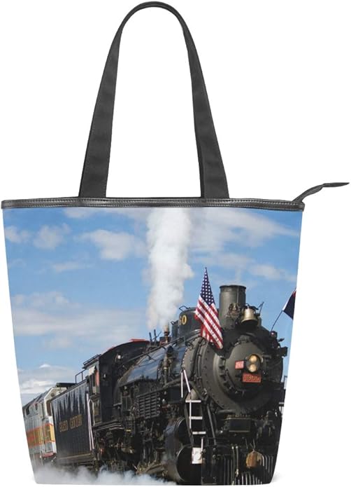 Women's Handbags Steam Trains Tote Canvas Shoulder Bag Amazon.co.uk