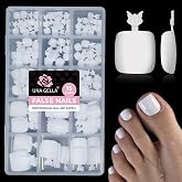 UNA GELLA Pure White Toenails Press On, 180Pcs Pre-buffed Soft Gel Press On Toenails Short Square Full Cover No Need Filing 15 Sizes White Fake Toenails Extensions for Women Home Salon Pedicure