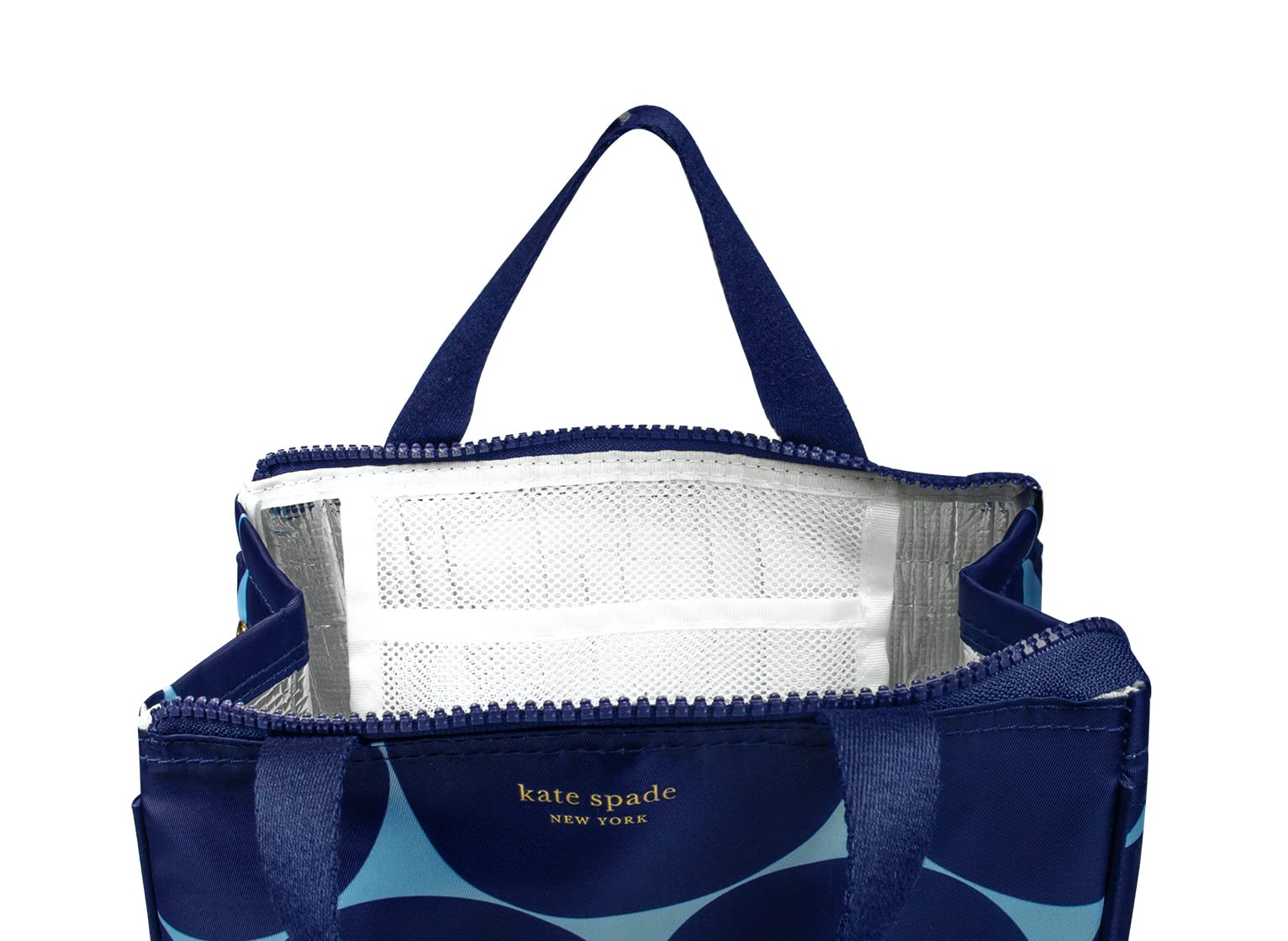 kate spade new york Kate Spade New York, Portable Soft Cooler Lunch Bag with Silver Insulated Interior Lining and Storage Pocket, Joy Dot