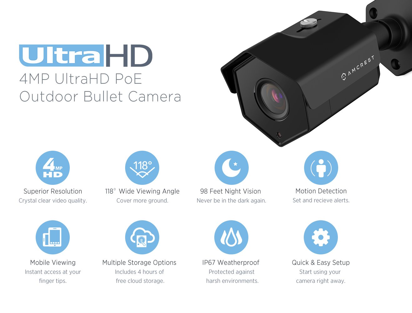 Amcrest ProHD Outdoor 4 Megapixel POE Bullet IP Security