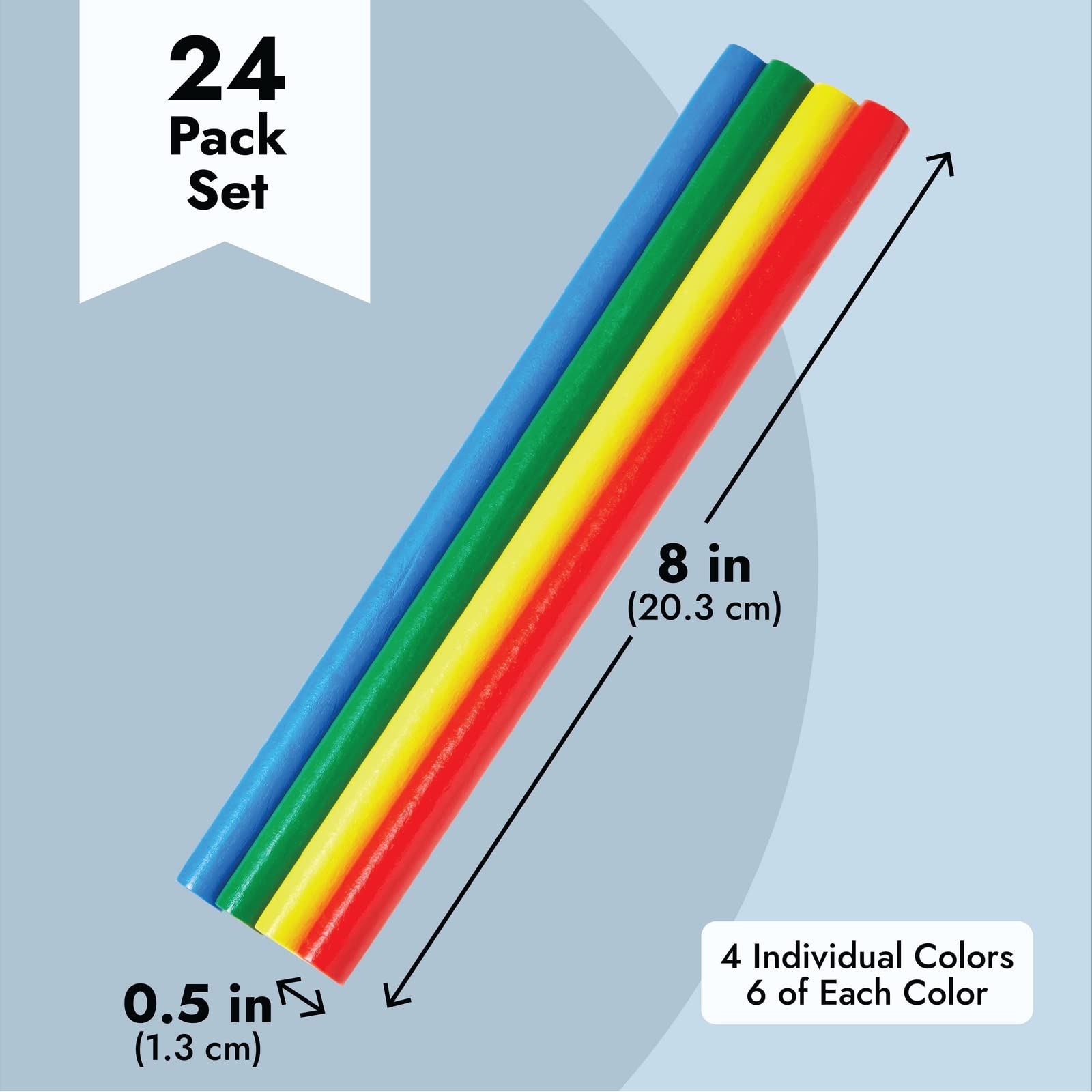 Juvale Rhythm Sticks for Kids - 24-Pack, 8-Inch Multicolor - Music Instruments for Kids & Bulk Rhythm Sticks