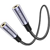 MOSWAG 3.5mm Female to Female Aux Connector, TRRS 4-Pole Extension Stereo Coupler Plug Adapter Audio Extension Cable for Lapt