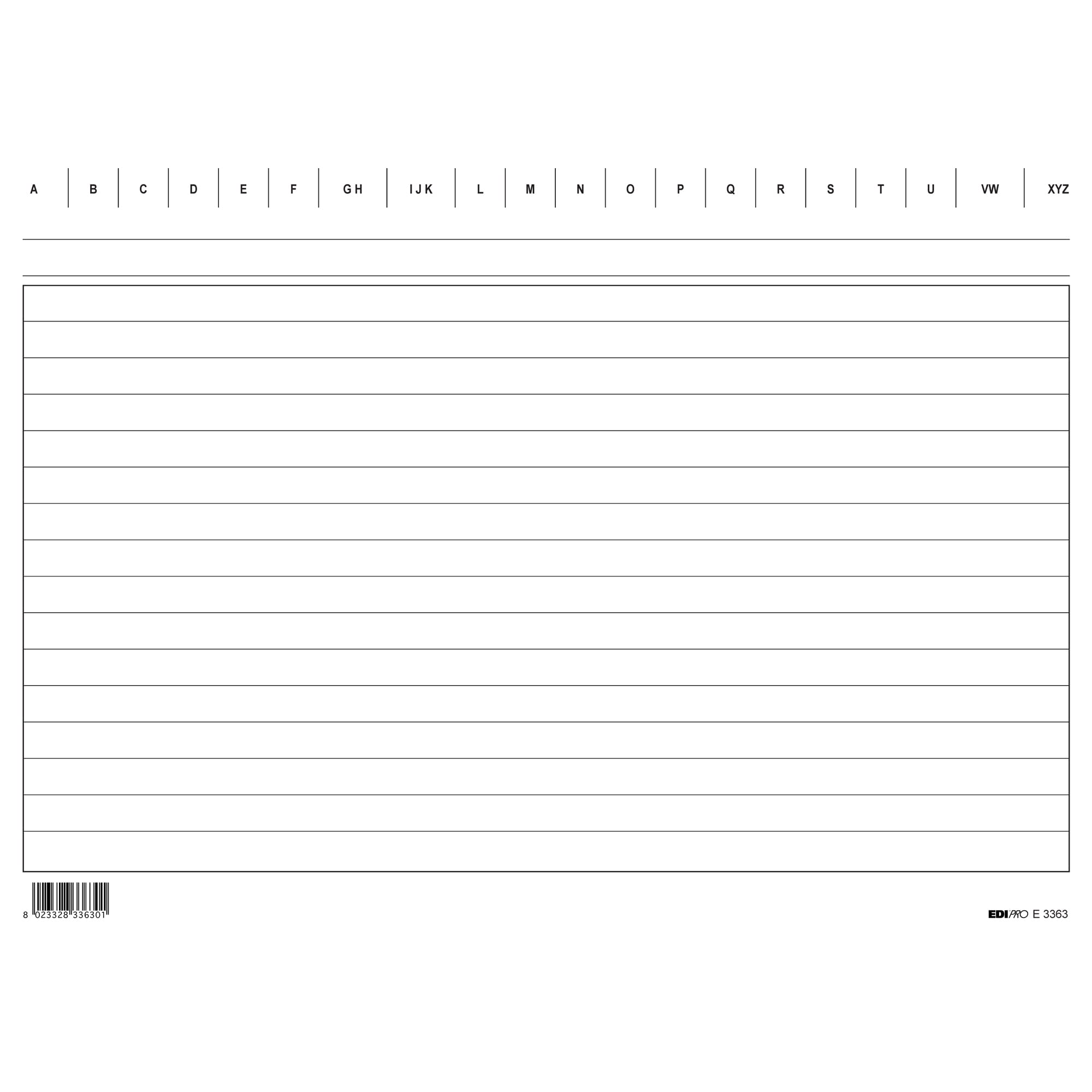 Edipro E3363BL 100 Lined Cards Blue F.to 17 x 24