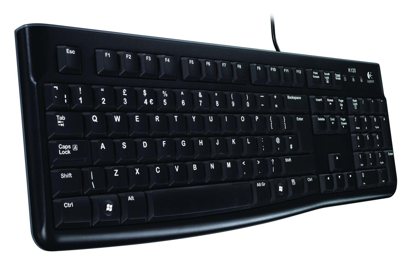 Logitech K120 Wired Keyboard for Windows, QWERTZ Swiss Layout - Black
