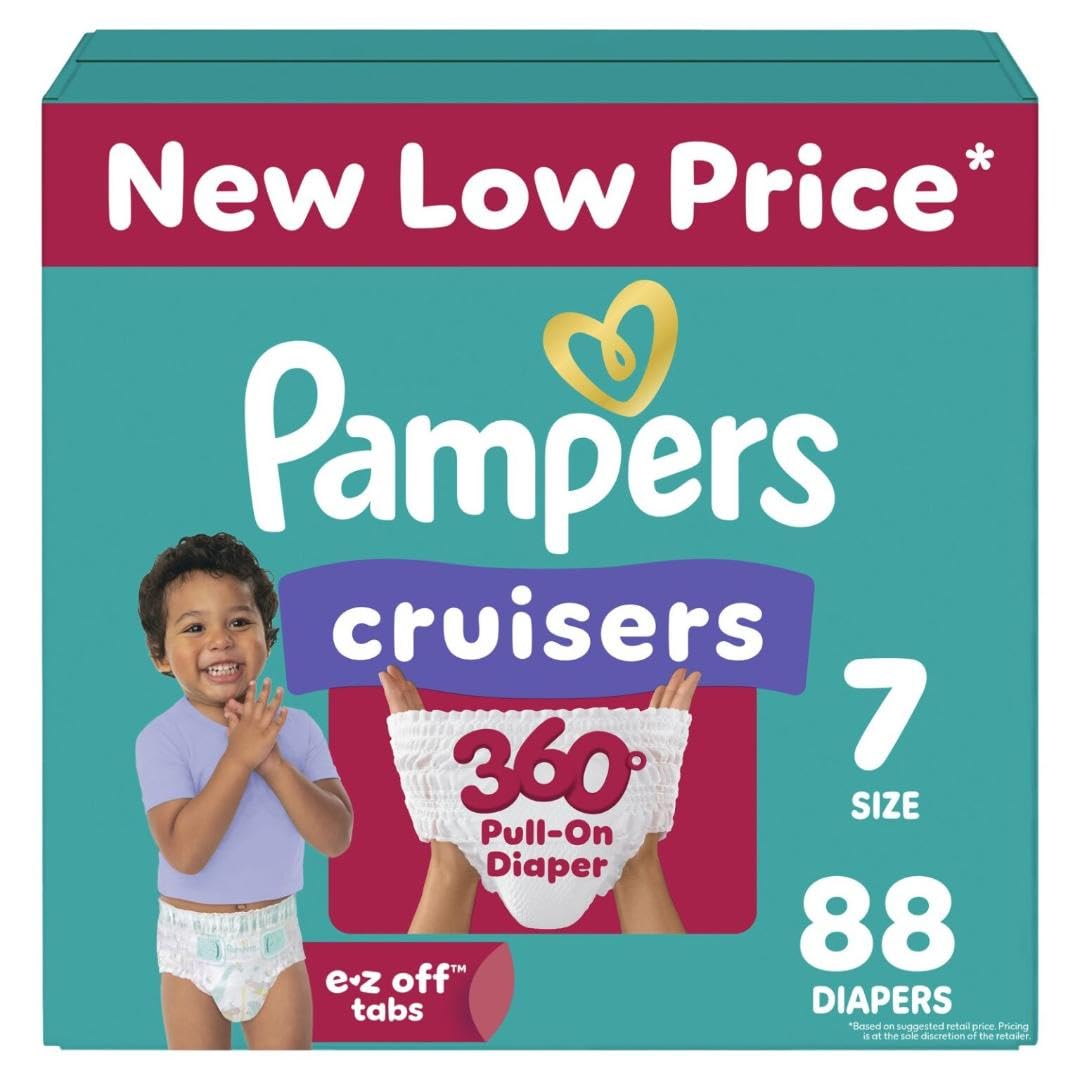 Photo 1 of Pampers Diapers - Cruisers 360 - Size 7, 88 Count, Babyproof up to 100% Leakproof Pull-On Diaper