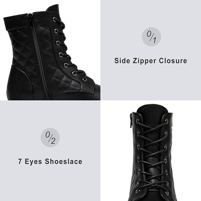 Katliu Womens Military Combat Boots