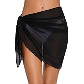 Lecieldusoir Women's Sarong Mesh Cover Ups Skirt Short Swim Coverups Skirt Sheer Bathing Suits Sarong Wraps for Swimwear