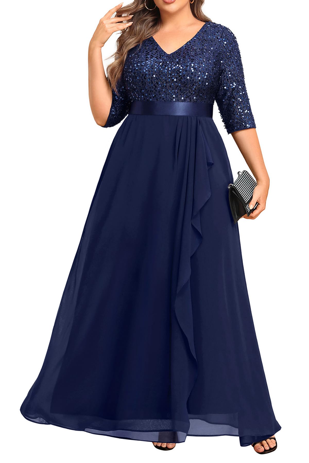 Photo 1 of Size 24. Talisea Mother of The Bride Dress Plus Size Navy Blue Bridesmaid Wedding Guest Chiffon Formal Prom Long Dress for Women 2025