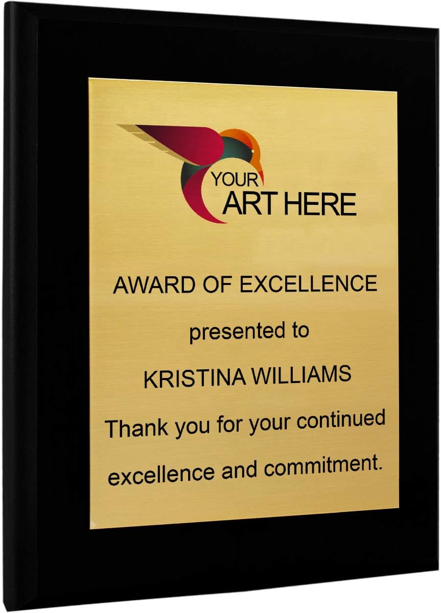 Plaques & Wall Art - Custom Aluminum Metal Award Plaque with Full Color Printing - Include Photos Or Logos and Your Personal Text (8 x 10