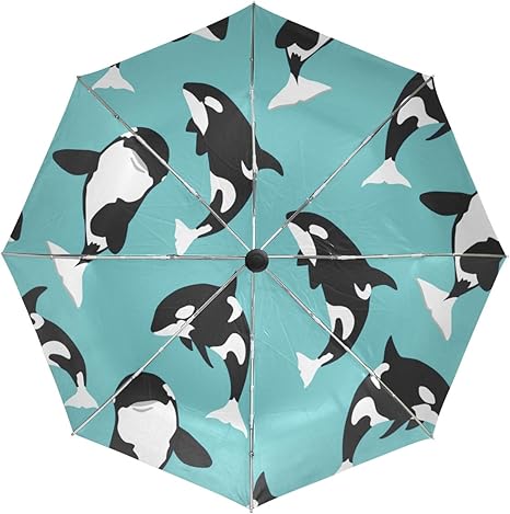 Amazon ミヤビヤ ワンタッチ 折り畳み傘 シャチ柄 鯱柄 キラークジラ柄 しゃち柄 魚柄 動物柄 アニマル柄 内側 贈り物 ミヤビヤ 折りたたみ傘 通販