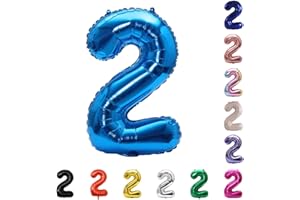 YPSelected 32 Inch Large Foil Helium Number Balloon Birthday Wedding Party 0-9 (Blue, 2)