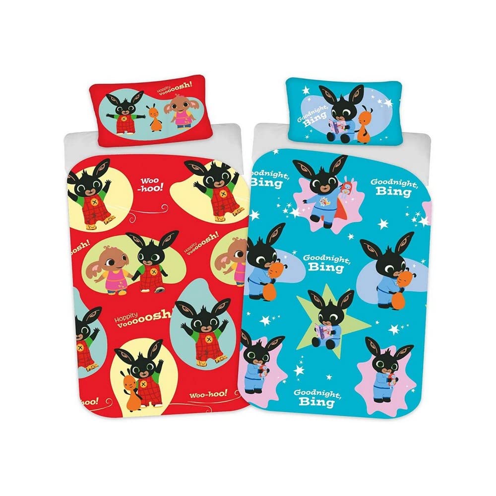 Bing Bunny Hoppity Voosh Single Duvet Cover - Reversible Design - Polycotton