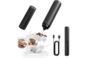 CIRCLE JOY Rechargeable Milk Frother Hanheld, Dual Spring Whisk Electric Coffee Frother, Portable Hand Frother Wand Drink Mixer for Matcha Lattes Cappuccino, Kitchen Gifts, Black