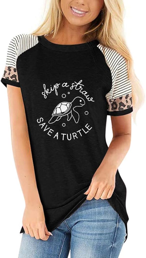 Casual Cute Shirts for Women,MOHOLL Comfy Short Sleeve Leopard Print Tops Be Kind Blouse Tunic T Shirts