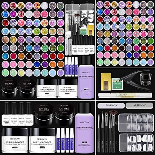 Morovan 72 in 1 Acrylic Nail Kit Glitter Nail Powder with Liquid