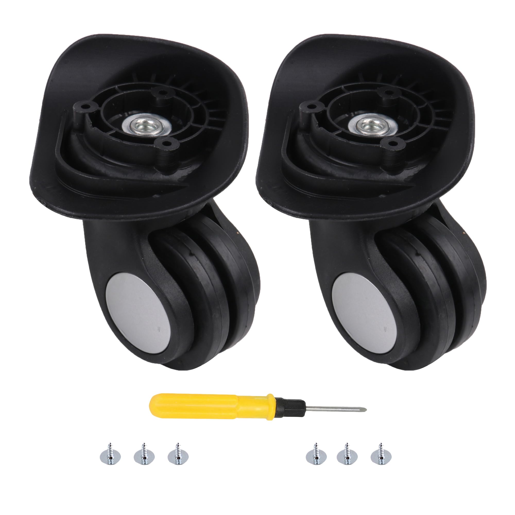 Photo 1 of BQLZR Luggage Spinner Wheel Luggage Wheels Replacements for Suitcases Repair Part with 3 Holes, Hole Distance: 31x31x31mm (1.22x1.22x1.06 inch) Black Left Pack of 2 ?W024 ?