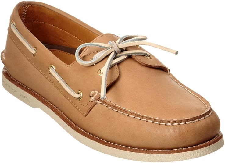 Sperry Gold A/O 2Eye Leather Boat Shoe, 12, Beige Shoes