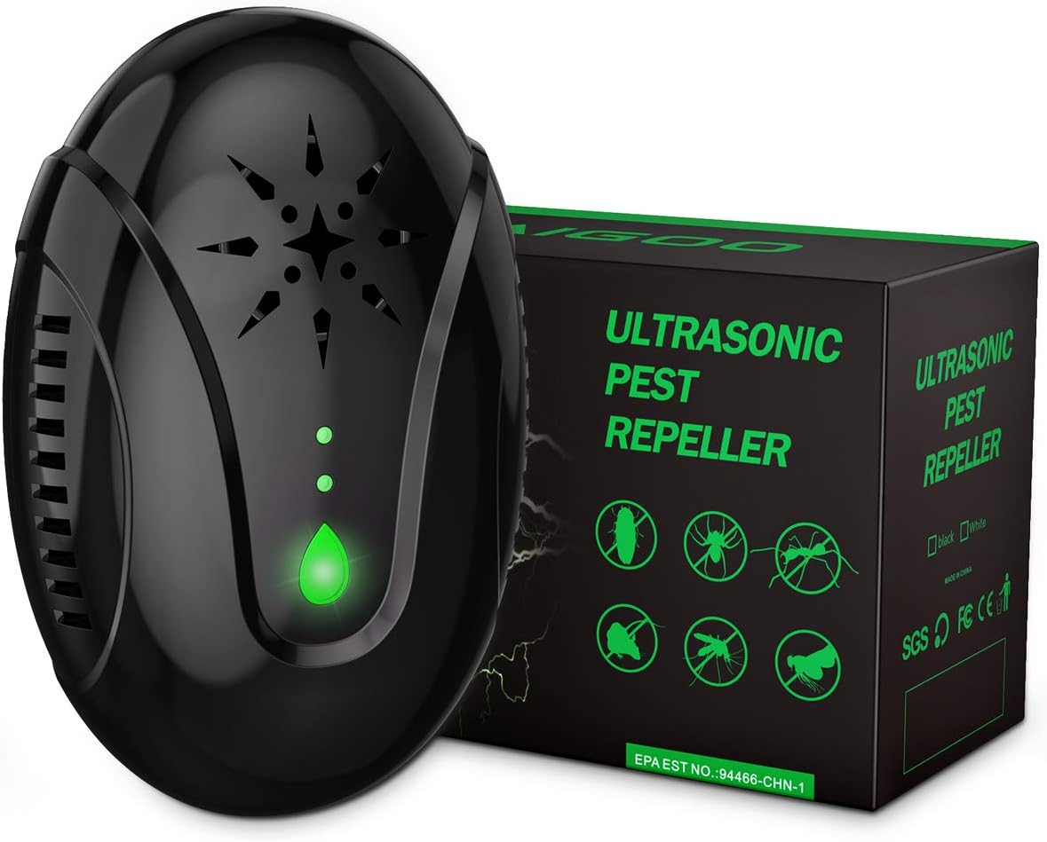 AIGOO Ultrasonic Pest Repeller, Safe for Children & Pets, Suitable for Rats, Ants, Mosquitoes, Cockroaches, etc.Easy to Use : Garden & Outdoor