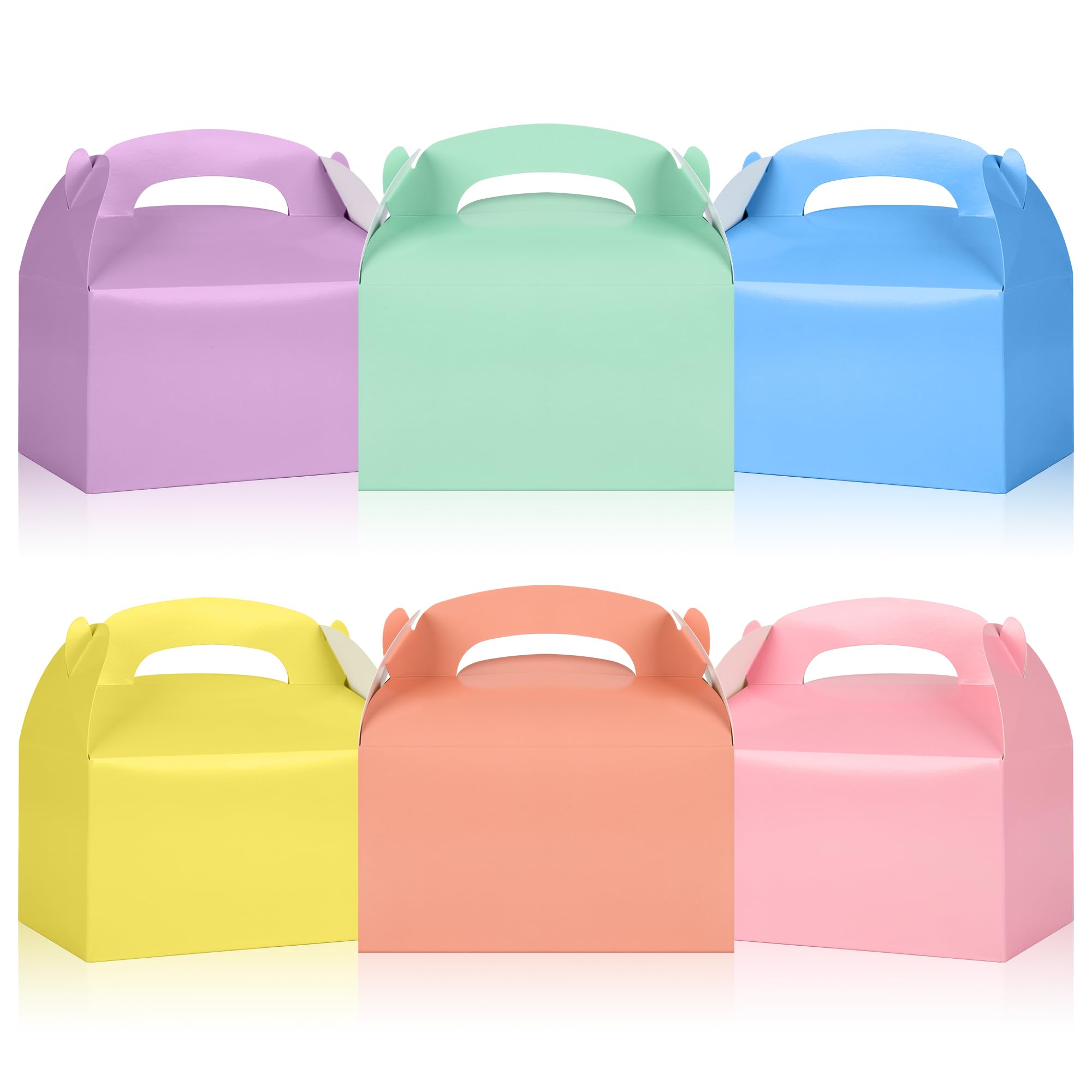 Photo 1 of 36-Pack Pastel Party Favor Treat Boxes with Handles, Rainbow Colors Goodie Boxes Perfect for Birthdays, Weddings, Baby Showers, and Special Events 6.18 x 3.58 x 3.38 Inches