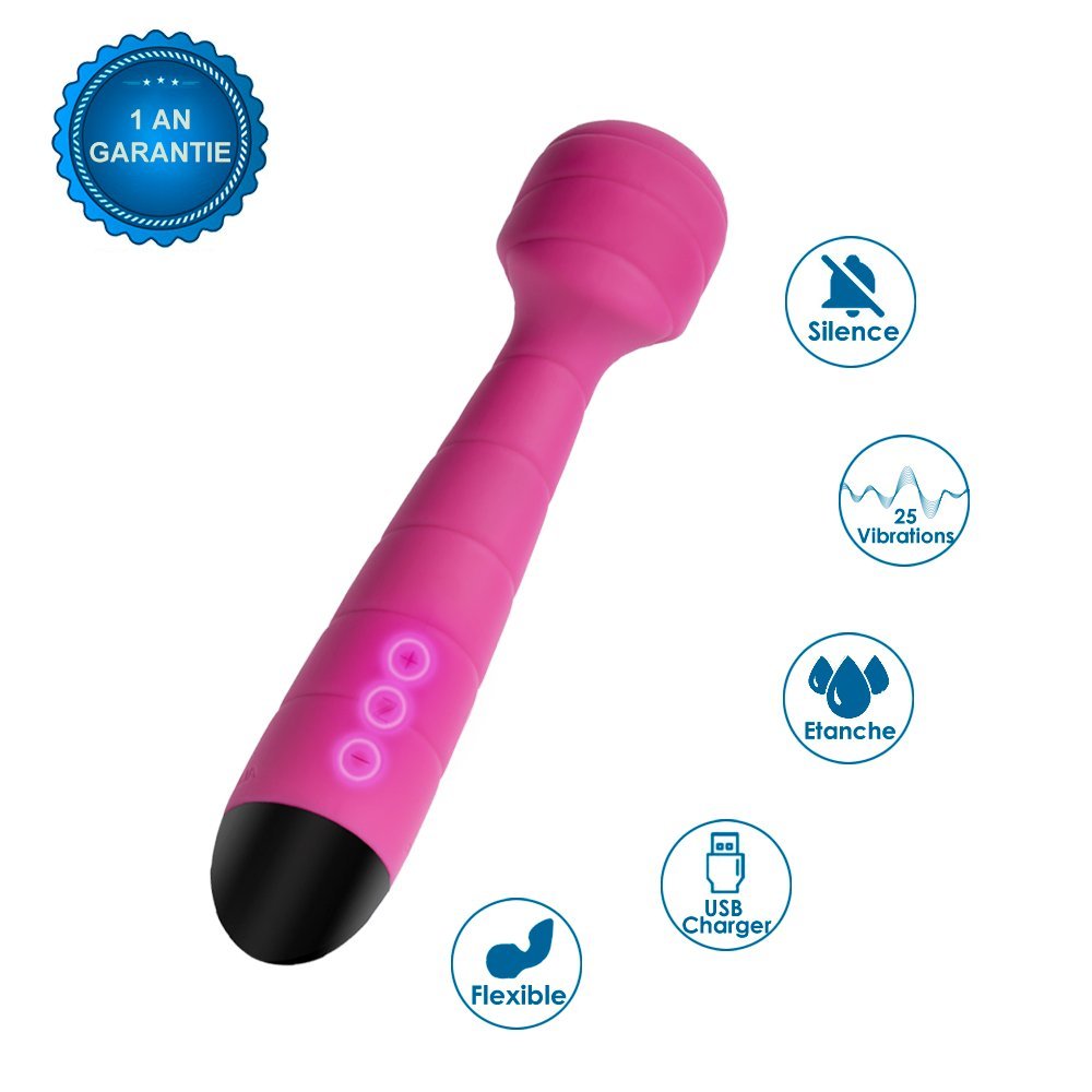 Vibromasseur Clitoridien En Silicone Stimulateur Wand Sans Fil Massager Ultra Puissant Avec 25 Fréquences