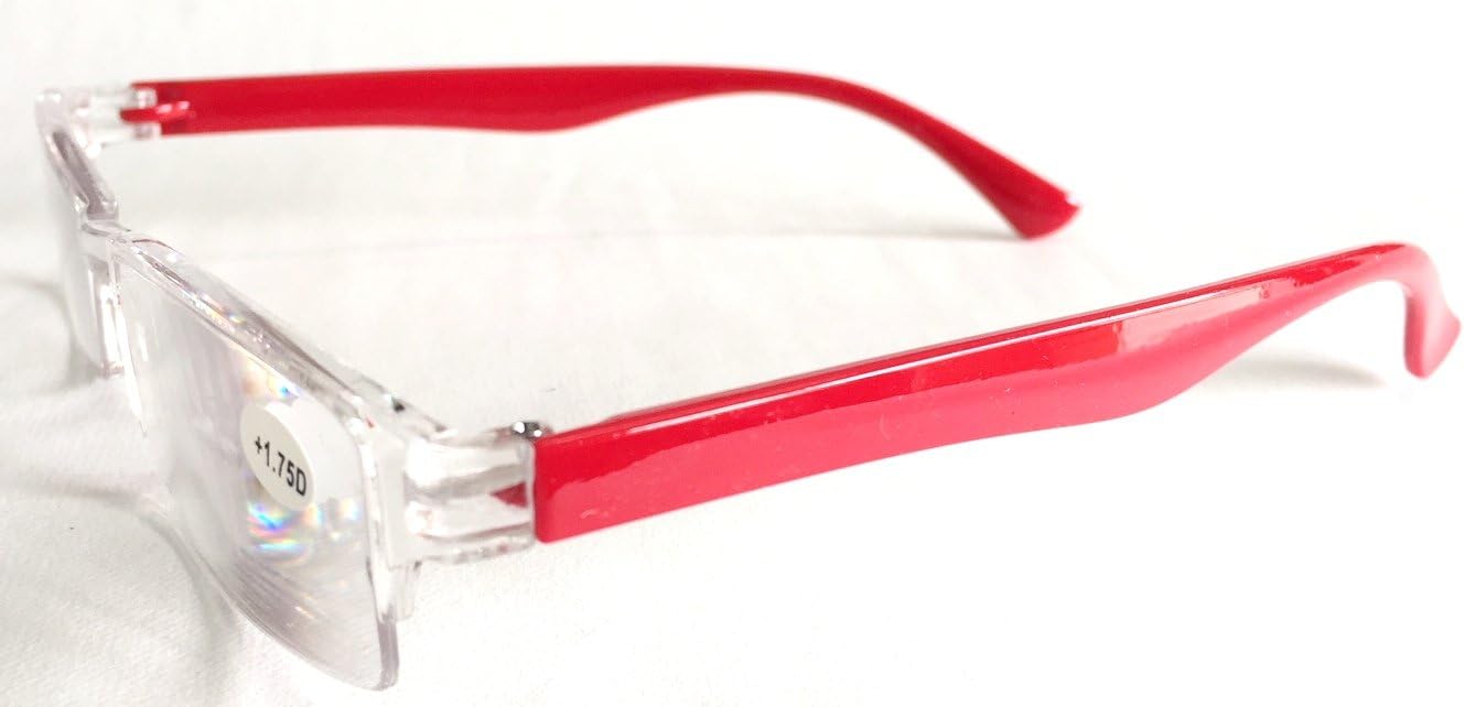 AKSHAJ™ Transparent Half Rim Reading (Near Vision) Glasses (Red, 1.5)