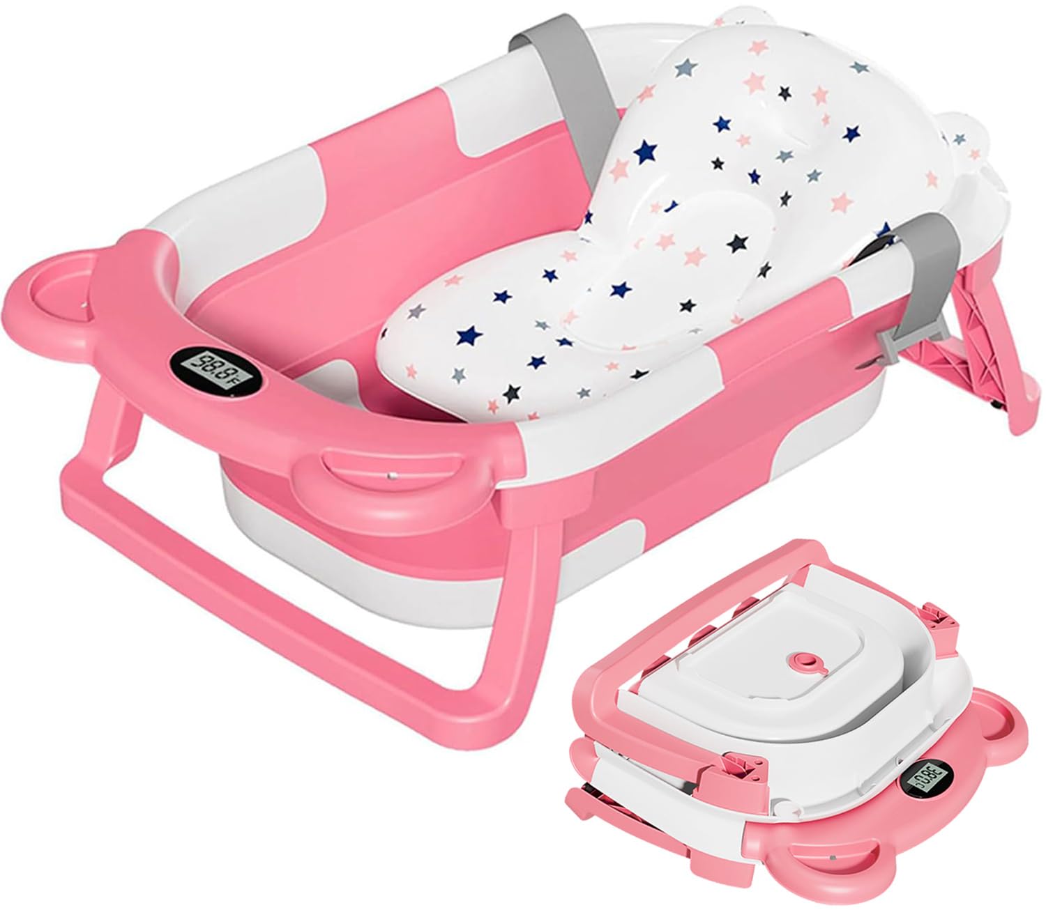 Photo 1 of TPN Collapsible Baby Bathtub, Baby Bath Tub with Soft Cushion & Real-Time Thermometer, Baby Bathtub Infant to Toddler Tub (0-36 Months)