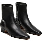 RJYLP Women's Ankle Boots Square Toe Low Chunky Block Heel Booties Comfortable Short Boots Side Zipper Booties Shoes