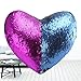 Tomus-UNI Mermaid Sequin Pillow with Insert, 13''X15'' Heart Magic Reversible Sequins Cushion for Home Decor(Blue/Purple)