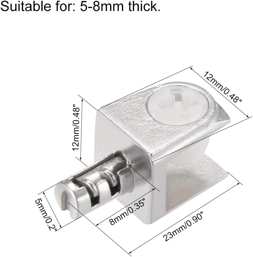 Sourcingmap Glass Shelf Brackets, 2pcs Zinc Alloy Glass Shelf Clamp Pegs Support Clip Shaft Mount for 5-8mm Thickness - Image 3