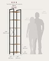 VASAGLE 6-Tier Bookshelf 30x40x187.5 cm Wheat Brown Ink Black LLS101B48 view 7