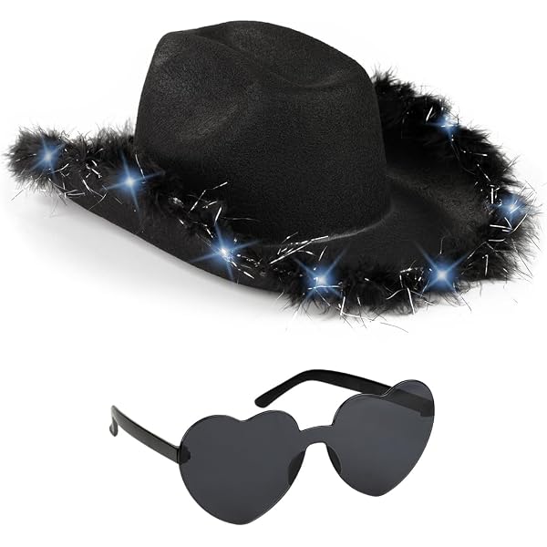 Sparkly Sequin Cowgirl Hat with Heart Sunglasses and Big Bow  display picture 1