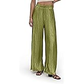 YINZUOLAI Women's Pleated Casual Pants Loose Wide Leg Straight Leg Elegant Drape Pants