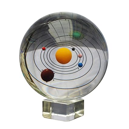 3d Solar System Crystal Ball With Stand Clear Planet Educational Ball Cosmic Model Engraved Glass Ball Sphere Office Decor