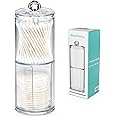 SheeChung Qtip Holder Dispenser Set - Apothecary Jars Bathroom Clear Plastic Acrylic for Cotton Balls,Cotton Swabs,Q-Tips,Cotton Rounds,Makeup Pads Storage Canister