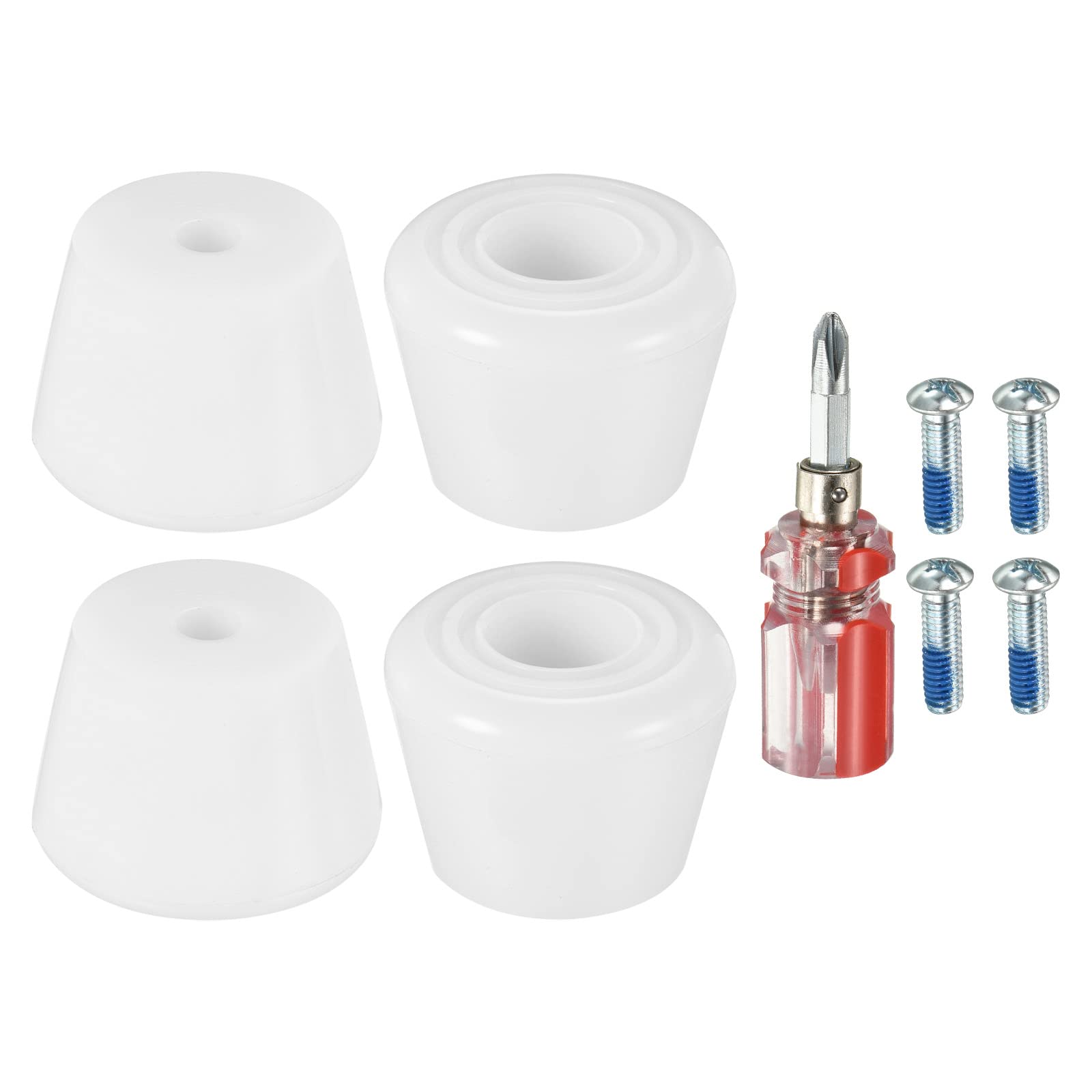 PATIKIL Roller Skate Toe Stops with Screwdriver, 2 Pair 82A Rubber Brake Stoppers Block for Roller Skate Accessories Replacement, White