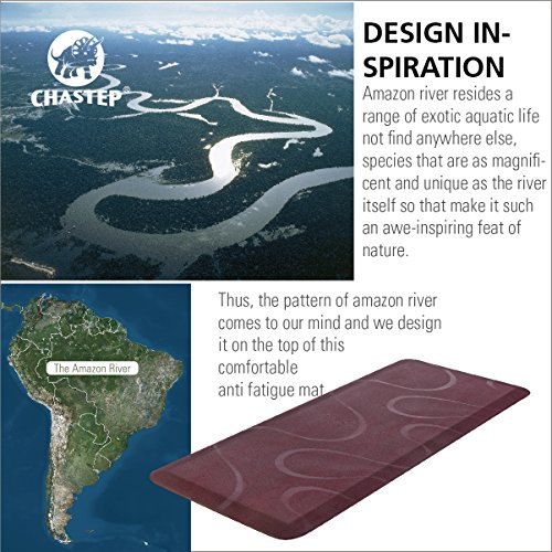 Chastep Premium Anti Fatigue Kitchen Mat 24"x60", No Curl&Smells, Ergonomically Engineered for Standing Desk or Workstations, Anti-Slip Comfort Floor Mats Non-Toxic and Waterproof, Cherry
