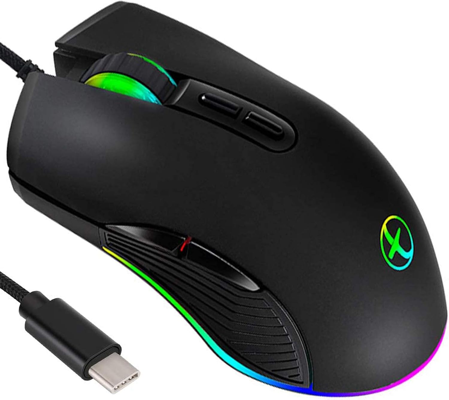 IULONEE Mouse Type C, Wired USB C Mice RGB Gaming Mouse Type-C Ergonomic Mouse up to 3200 DPI Compatible with M@c, Matebook
