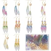 SUNNYCLUE 1 Box DIY 10Pairs Butterfly Wing Charms Earrings Making Starter Kit Resin Butterflies Wings Foil Glitter Glass Beads Bar Links Connectors Earring Hooks for Jewelry Making Kits Wedding Gift