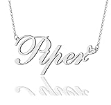 AOLO Piper Heart Name Necklace Silver Stainless