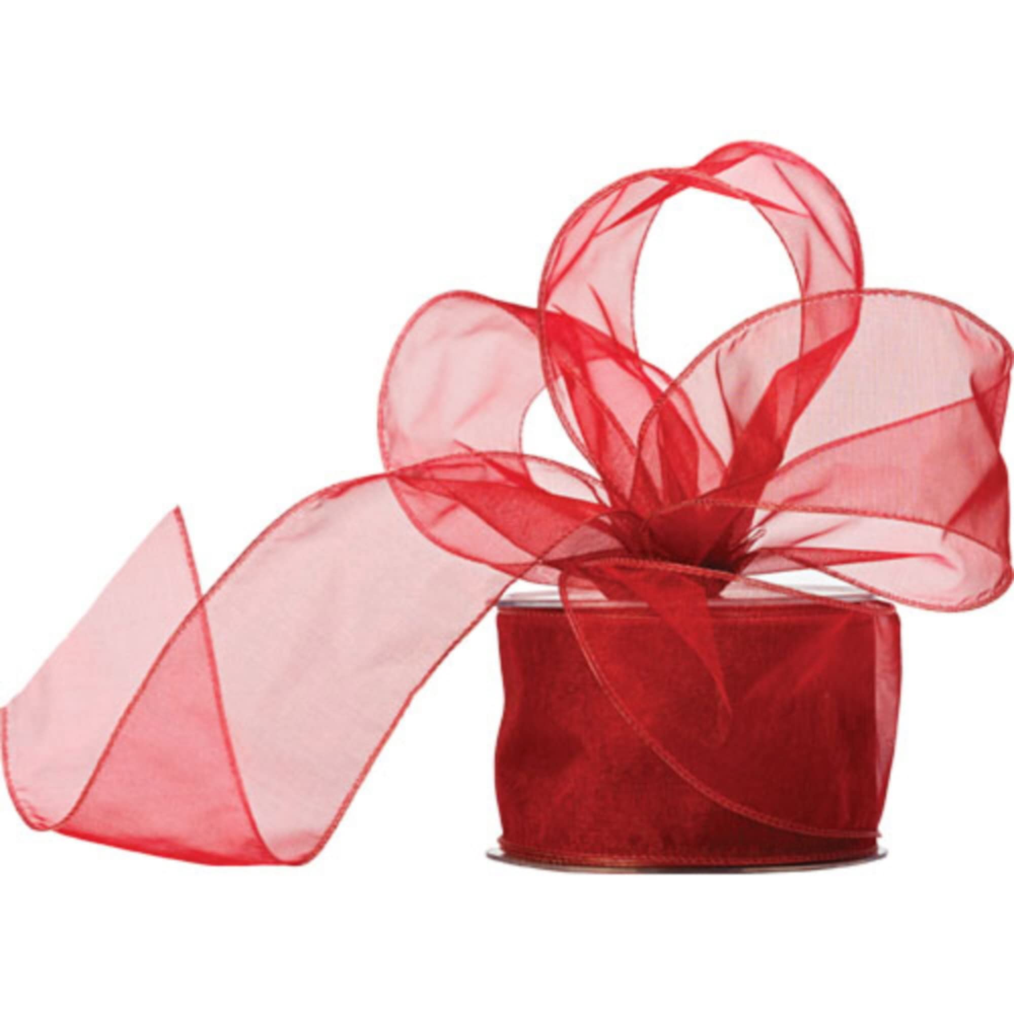 Truly Madly Deeply Red 60mm Wide x 20 Metre Long Reel of Wired Organza Ribbon. Great for Birthday Decoration, Gift wrap, Christmas Ribbon, Wreath Making Supplies, DIY Crafting