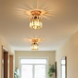 ANWIO Gold Crystal Ceiling Light E27 13.5cm Modern Semi Flush Fixture view 2