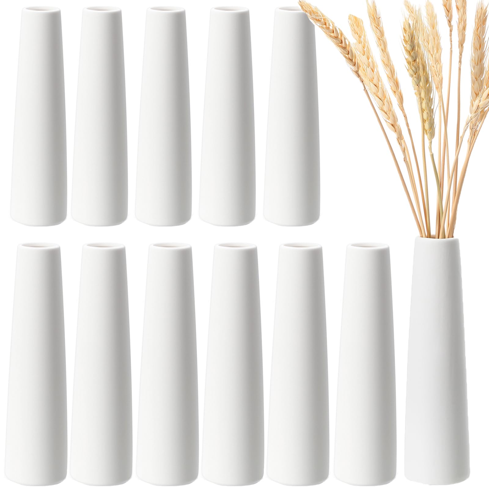 Photo 1 of Ninehaoou 12 Pieces White Ceramic Vases for Home Decor 7.09 inch Tall Vases for Centerpieces Modern Floral for Wedding Party Event Home Office Decoration (Modern)