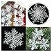 ORYOUGO White Glittered Snowflakes,Pack of 24 Plastic Snowflakes Christmas Ornaments String Hanger for Decorating, Wedding and Embellishing -S,M,L Hanging Snow Flakes