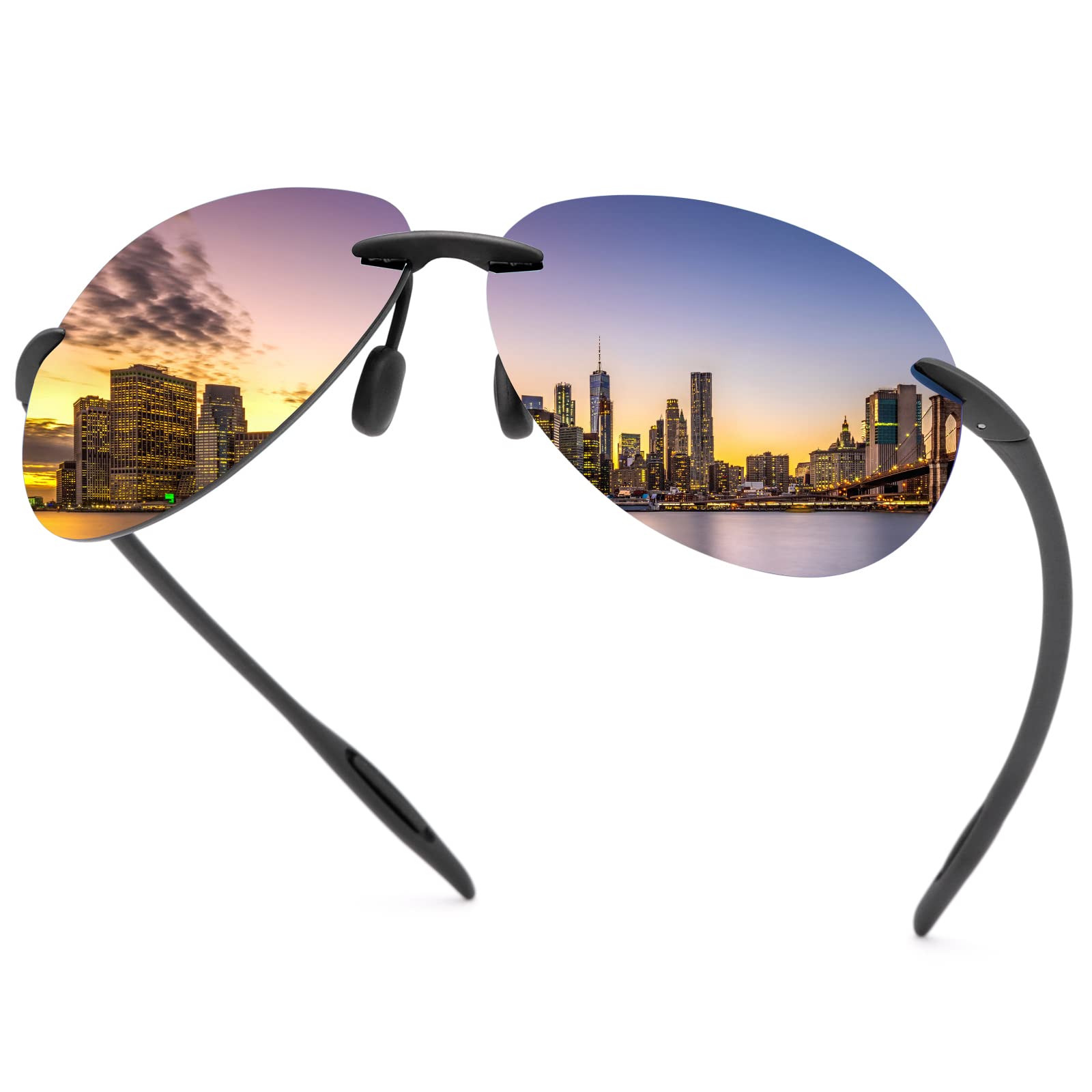 Polarized Sports Sunglasses for Men and Women Driving Cycling Running Fishing Golf 100% UV Protection Rimless Sun Glasses Fashion Shades Retro Eyeglasses Anti Glare Classic Mirror Lens Eyewear Blue